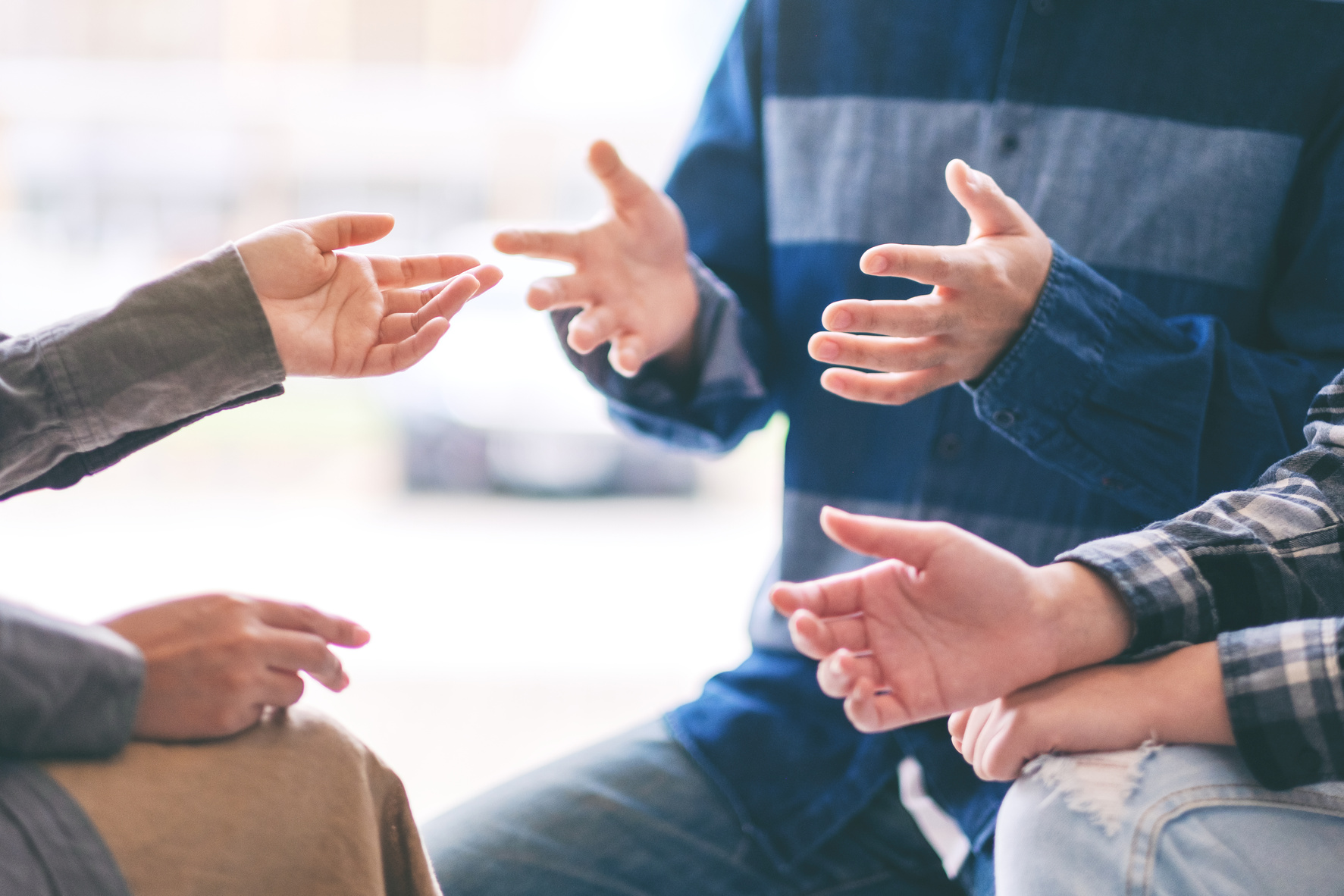 people having conversation together